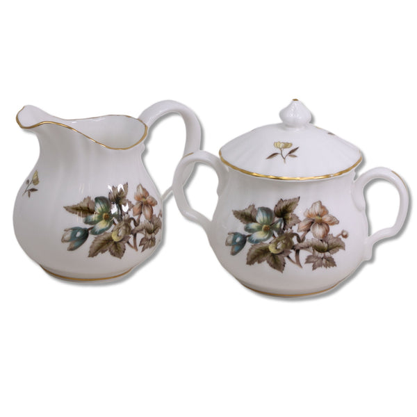 Royal Worcester Dorchester Creamer Lidded Sugar Bowl Set Scalloped Z2637