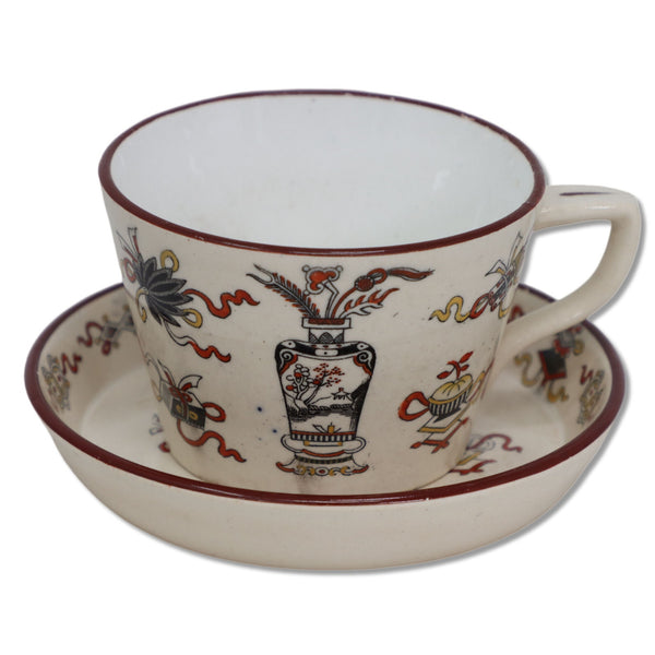 Mintons Woodseat C2110 Coffee Tea Cup Saucer Ironstone Polychrome 1840's