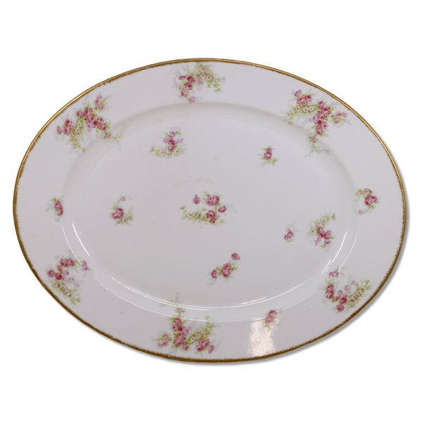 JPL Jean Pouyat Roses Daisies Lg Oval Serving Platter 18" Limoges France 1890's