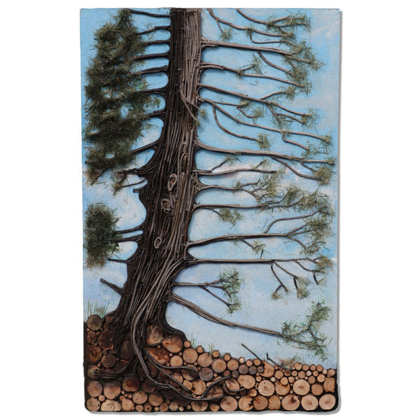 Donald Gotz "One Pine...." Pine Tree Forest Acrylic 3D Mixed Media 32x20 1990's