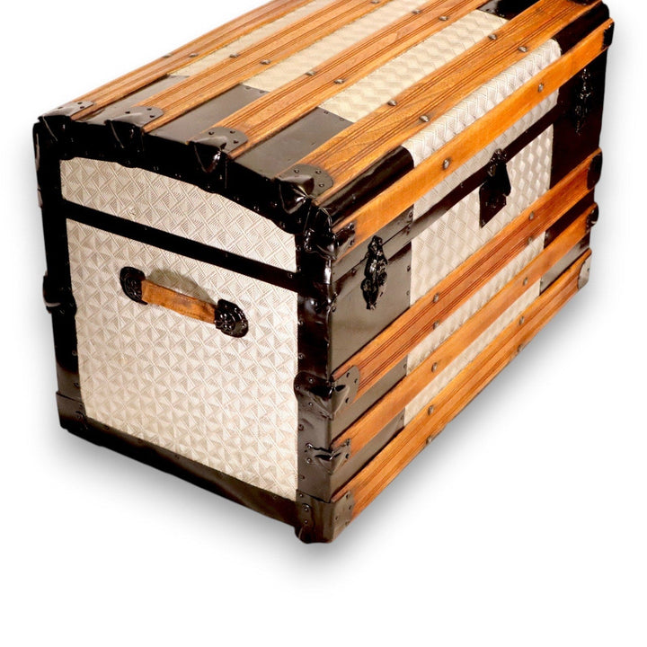 Steamer Trunk Converted to a Bar Chest Embossed Panels Renovated Antique 8403