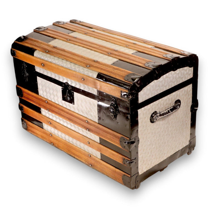 Steamer Trunk Converted to a Bar Chest Embossed Panels Renovated Antique 8403